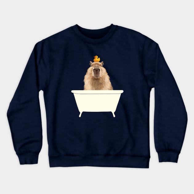 Capybara in Bathtub Crewneck Sweatshirt by bignosework